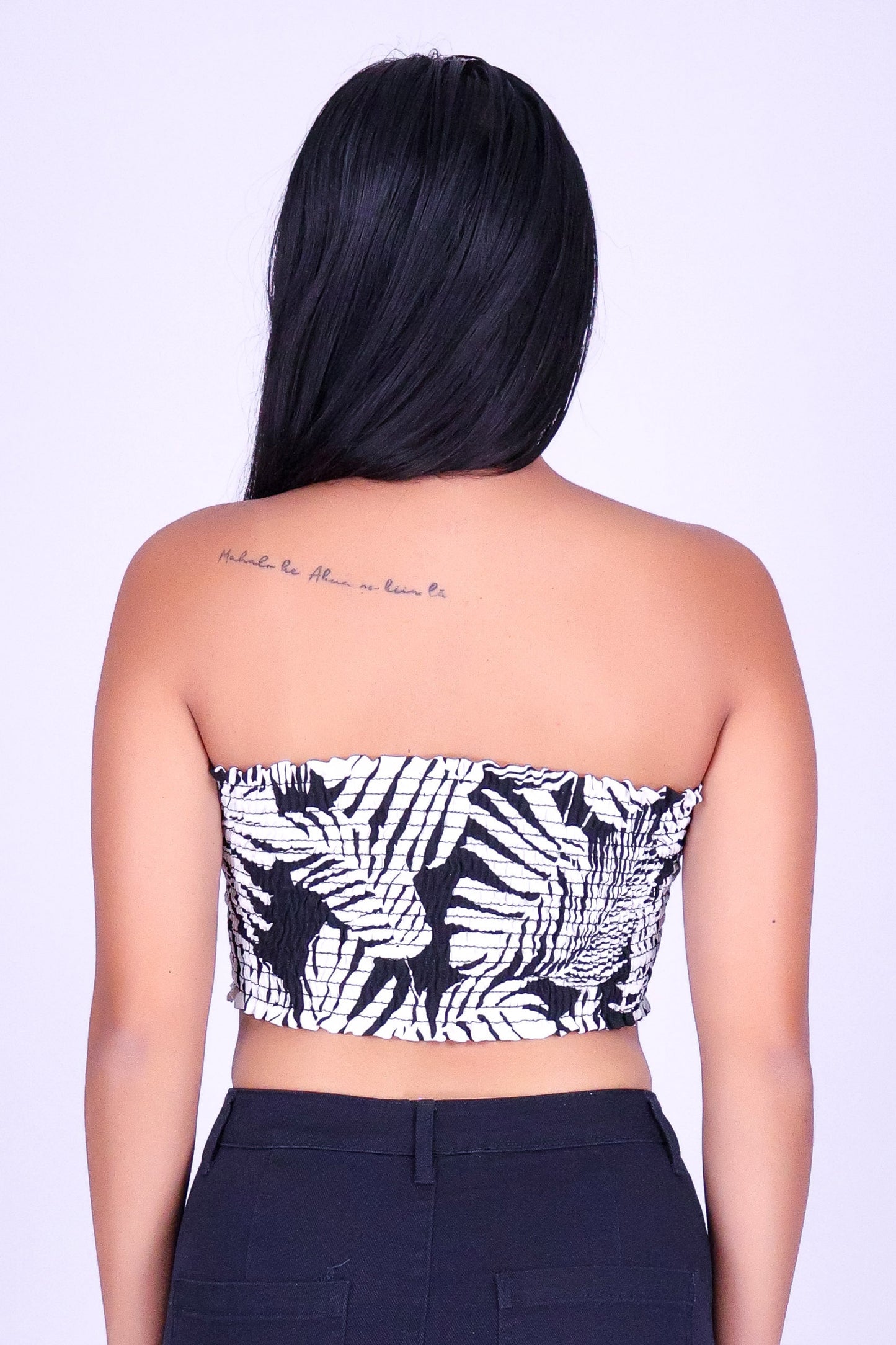 ISLAND LEAF SMOCKED TUBE TOP