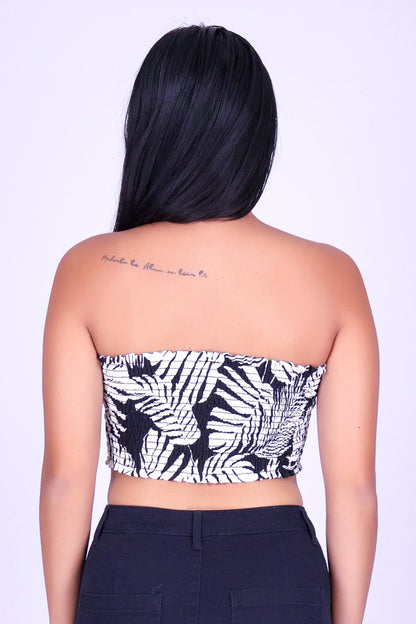 ISLAND LEAF SMOCKED TUBE TOP