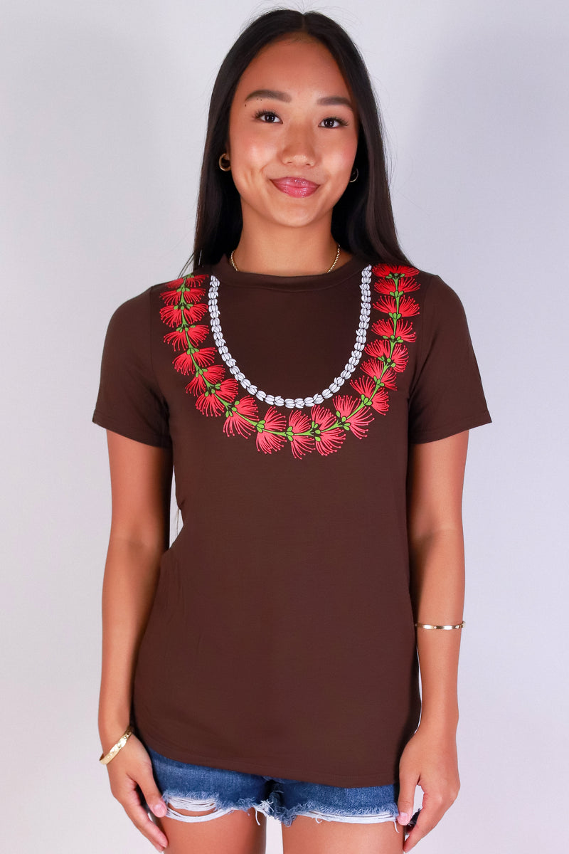 Jeans Warehouse Hawaii - S/S SCREEN - OHIA LEHUA LEI TEE | By LUZ