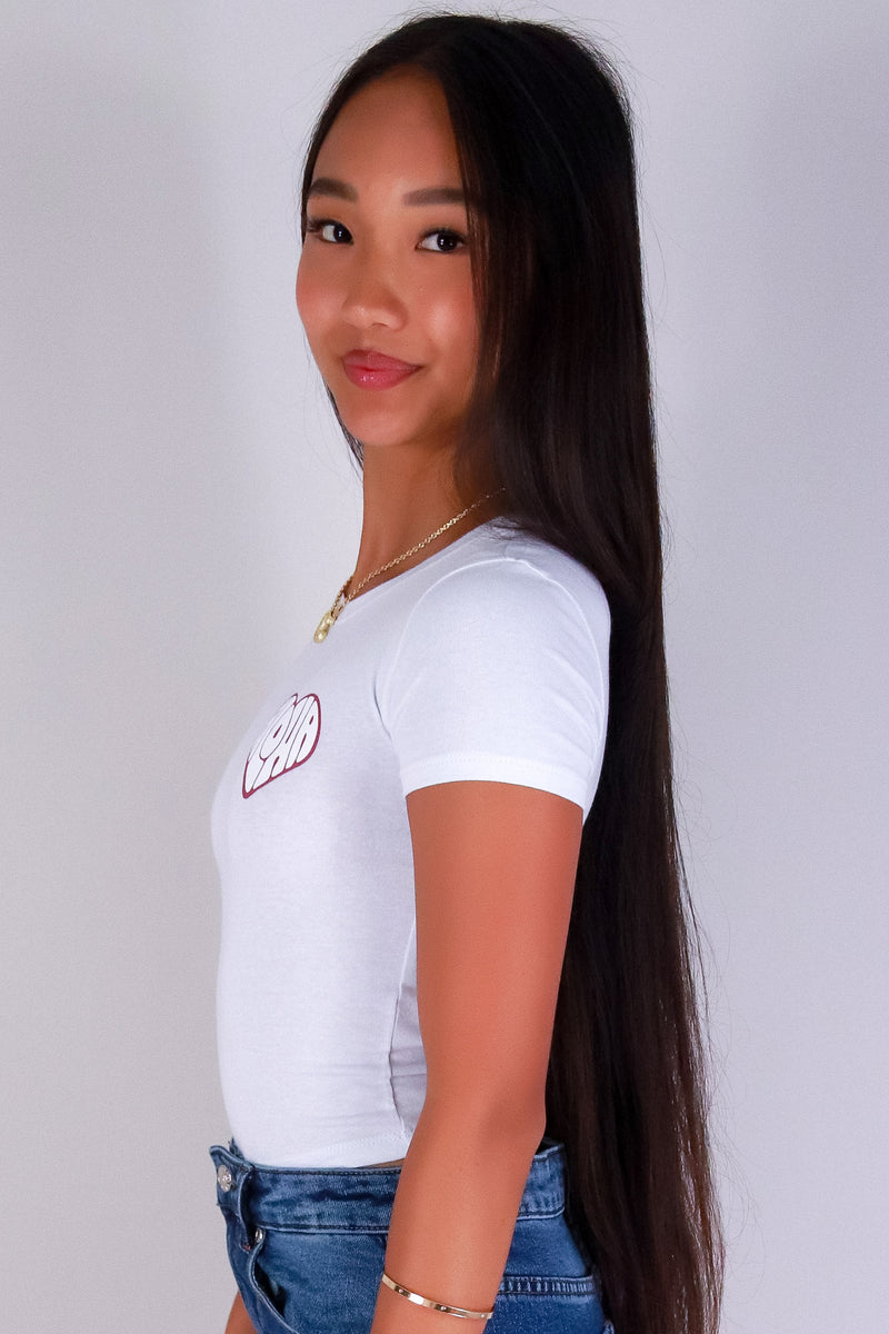 Jeans Warehouse Hawaii - S/S SCREEN - ALOHA HEART CROP TOP | By POPULAR 21