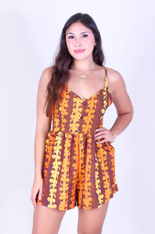 PUAKENIKENI OUTLINE SMOCKED BACK ROMPER