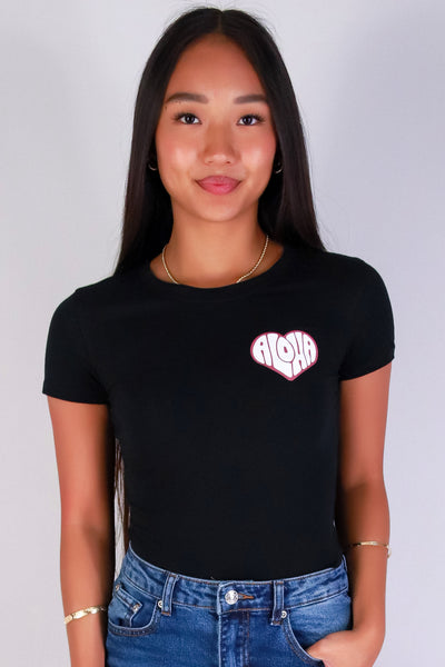 Jeans Warehouse Hawaii - S/S SCREEN - ALOHA HEART CROP TOP | By POPULAR 21