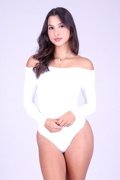 IN THE RIGHT PLACE OFF SHOULDER BODYSUIT