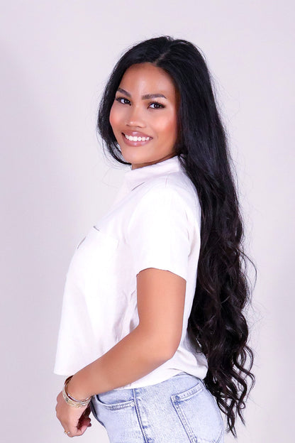 AIR LINEN BUTTON DOWN TOP