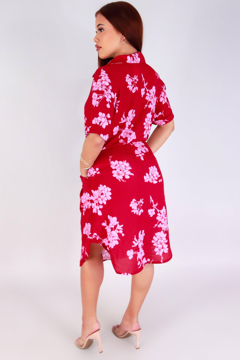 Jeans Warehouse Hawaii - SLEEVE SHORT PRINT DRESSES - SAKURA BUTTON DOWN DRESS | By LUZ