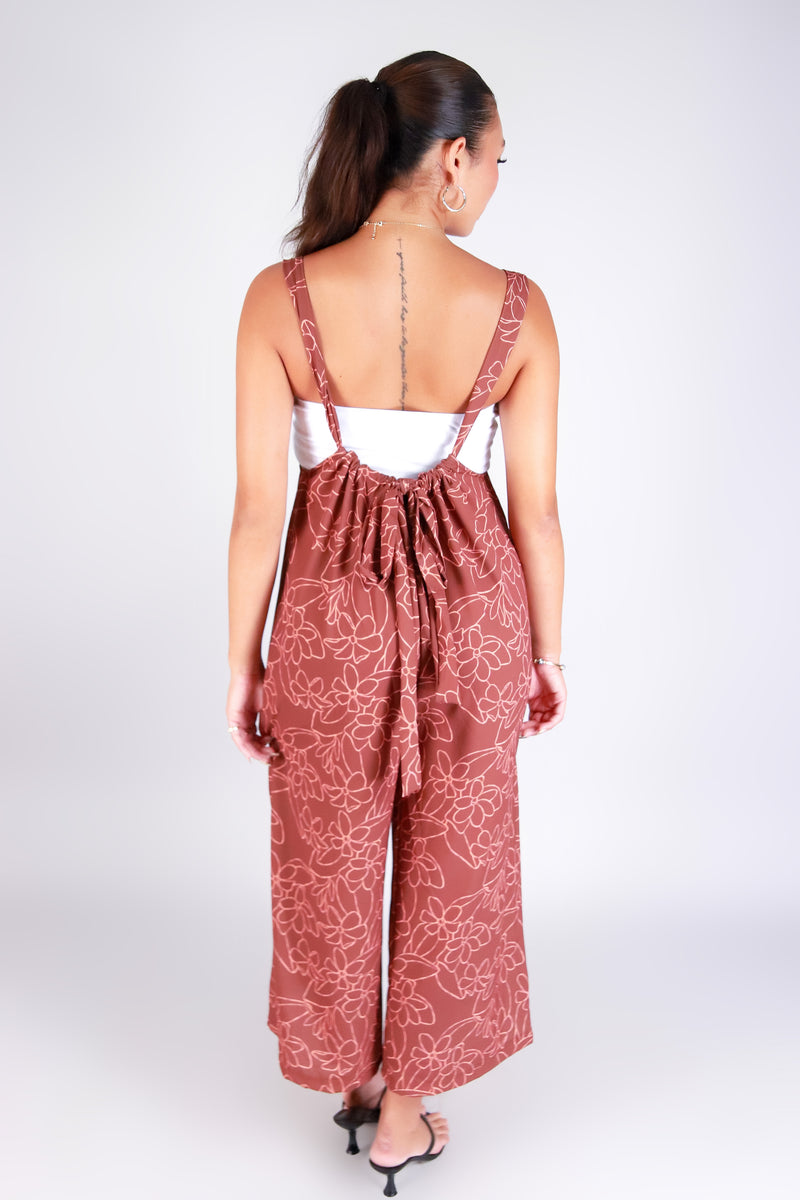 GARDENIA TIE-BACK OVERALL JUMPSUIT