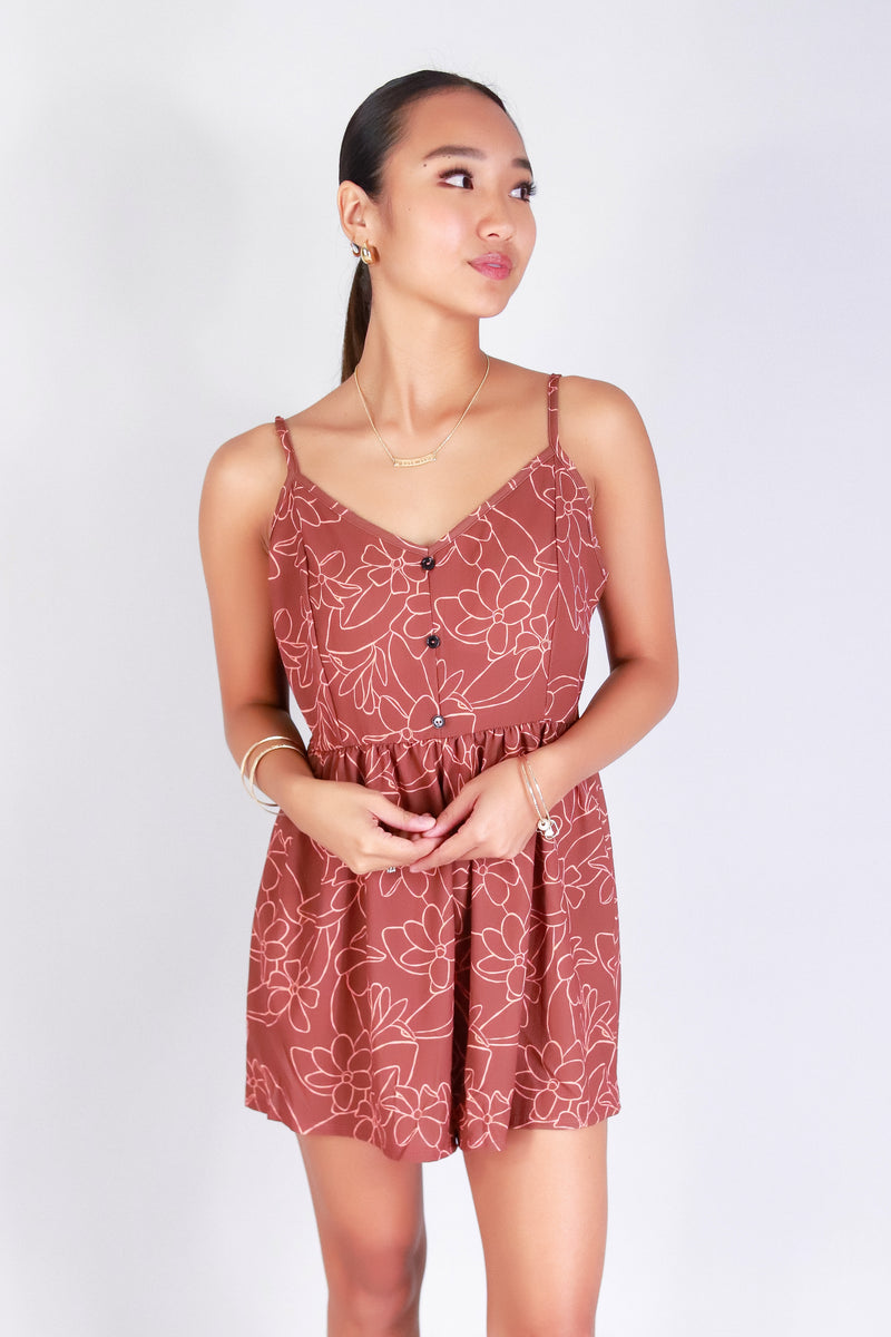 GARDENIA SMOCKED BACK ROMPER