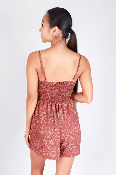 GARDENIA SMOCKED BACK ROMPER
