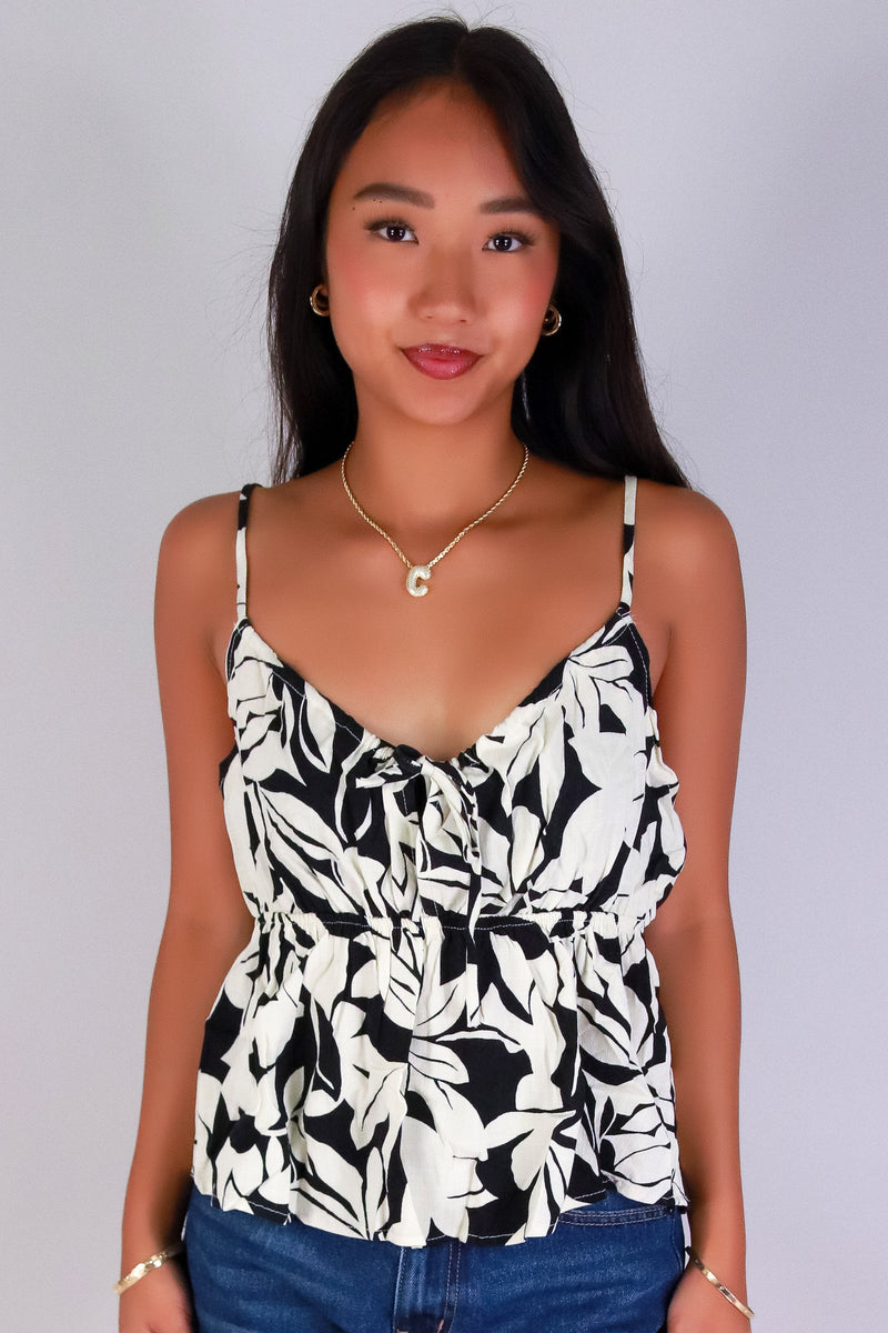 Jeans Warehouse Hawaii - TANK PRINT WOVEN CASUAL TOPS - PRESSED PETALS TOP | By STYLE TREE INC