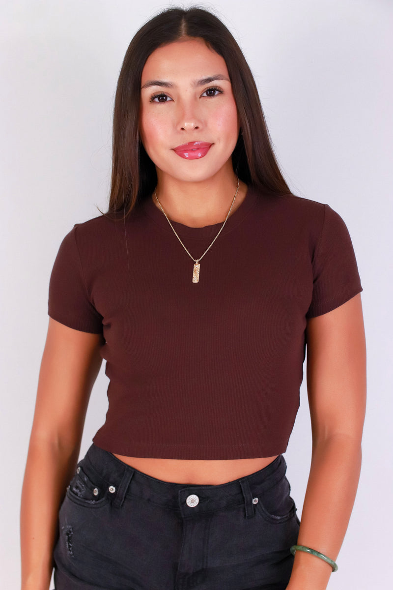 Jeans Warehouse Hawaii - S/S SOLID BASIC - EVERYDAY ESSENTIAL CROP TEE | By ROSIO