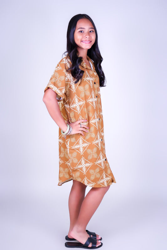 ULU QUILT BUTTON DOWN DRESS | KIDS SIZE 2-16