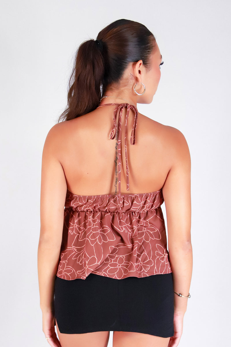 GARDENIA BABYDOLL HALTER TOP