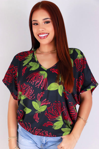 Jeans Warehouse Hawaii - SS PRINT - OHIA LEHUA DOLMAN TOP | By LUZ