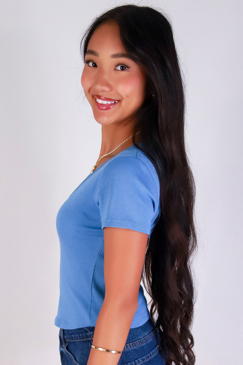 Jeans Warehouse Hawaii - SS CASUAL SOLID - SWEET CUT TOP | By CRESCITA APPAREL/SHINE I