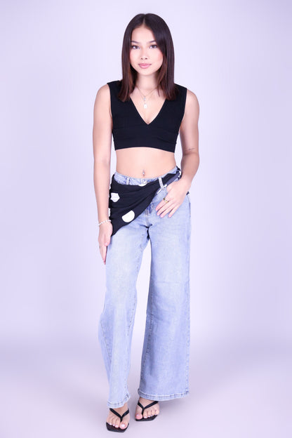 MILES FROM HERE WIDE LEG JEANS