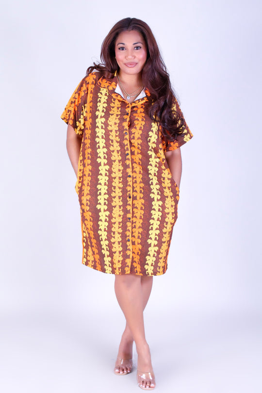 PUAKENIKENI OUTLINE BUTTON DOWN DRESS
