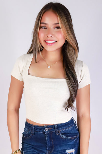 Jeans Warehouse Hawaii - SS CASUAL SOLID - PRETTY EDGES TOP | By CRESCITA APPAREL/SHINE I