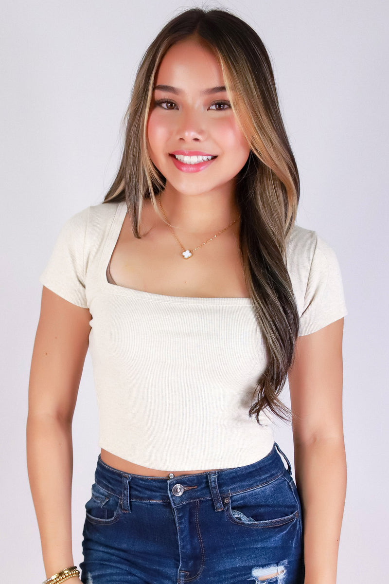 Jeans Warehouse Hawaii - SS CASUAL SOLID - PRETTY EDGES TOP | By CRESCITA APPAREL/SHINE I