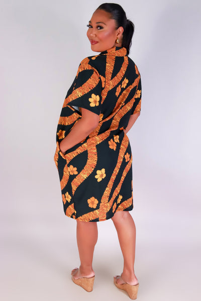 Jeans Warehouse Hawaii - PLUS PLUS WOVEN PRINT DRESSES - ILIMA BUTTON DOWN DRESS | By LUZ