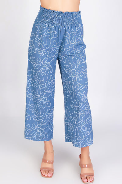 GARDENIA SMOCKED WAIST CAPRI'S