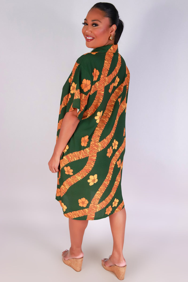 Jeans Warehouse Hawaii - PLUS PLUS WOVEN PRINT DRESSES - ILIMA BUTTON DOWN DRESS | By LUZ
