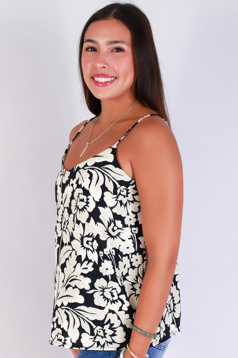 Jeans Warehouse Hawaii - TANK PRINT WOVEN CASUAL TOPS - ALL OVER BLOOM TOP | By PAPERMOON/ B_ENVIED