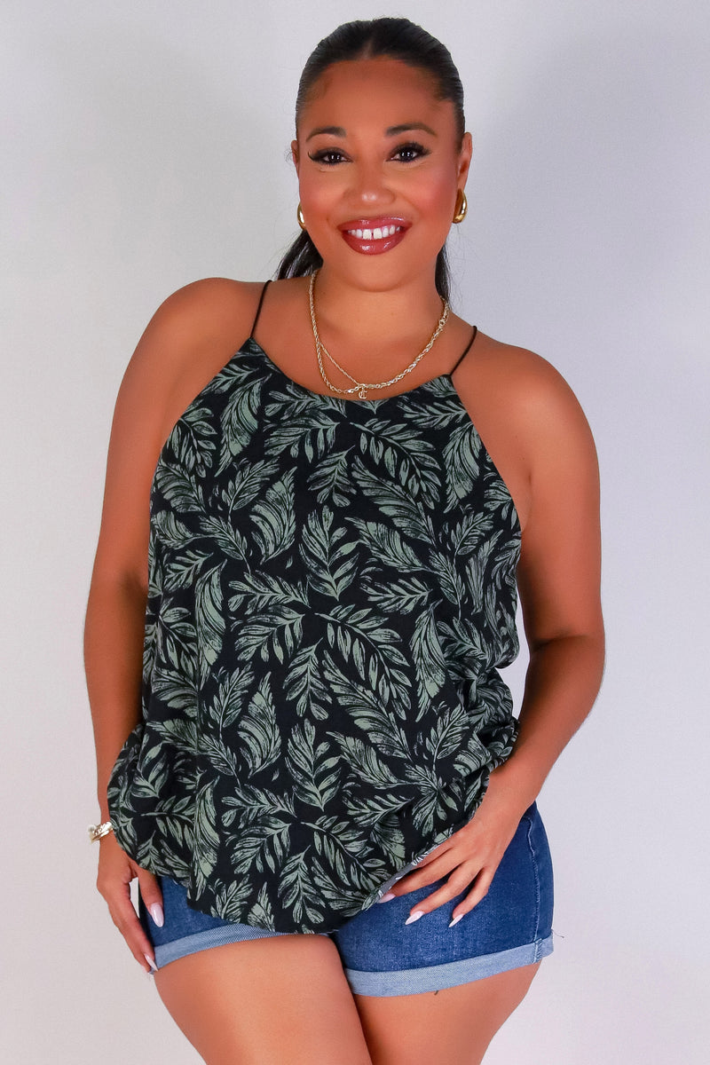 Jeans Warehouse Hawaii - PLUS S/L PRINT WOVEN TOPS - PALM READY WOVEN TOP | By ZENOBIA