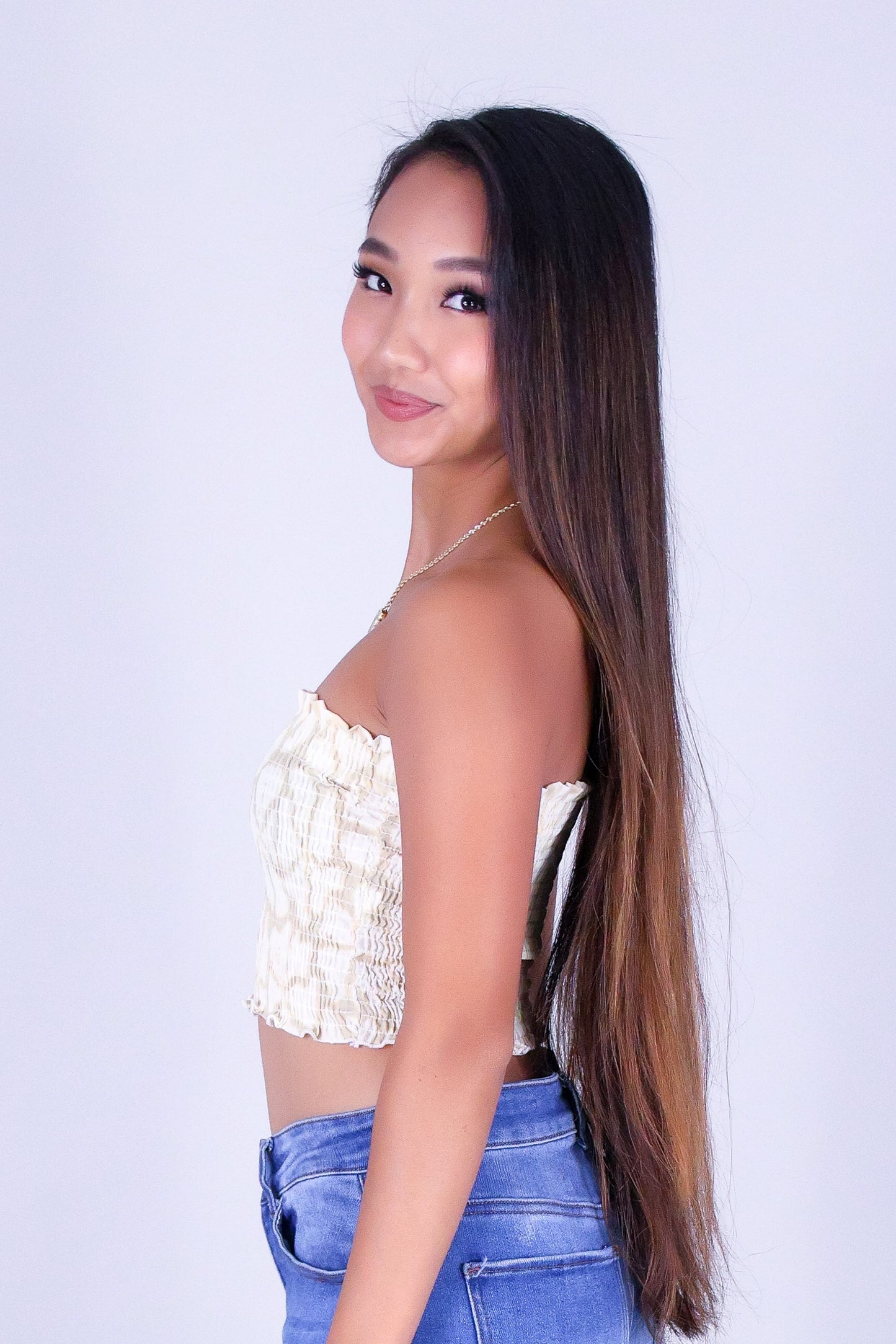 WAVY HIBISCUS SMOCKED CROP TUBE TOP