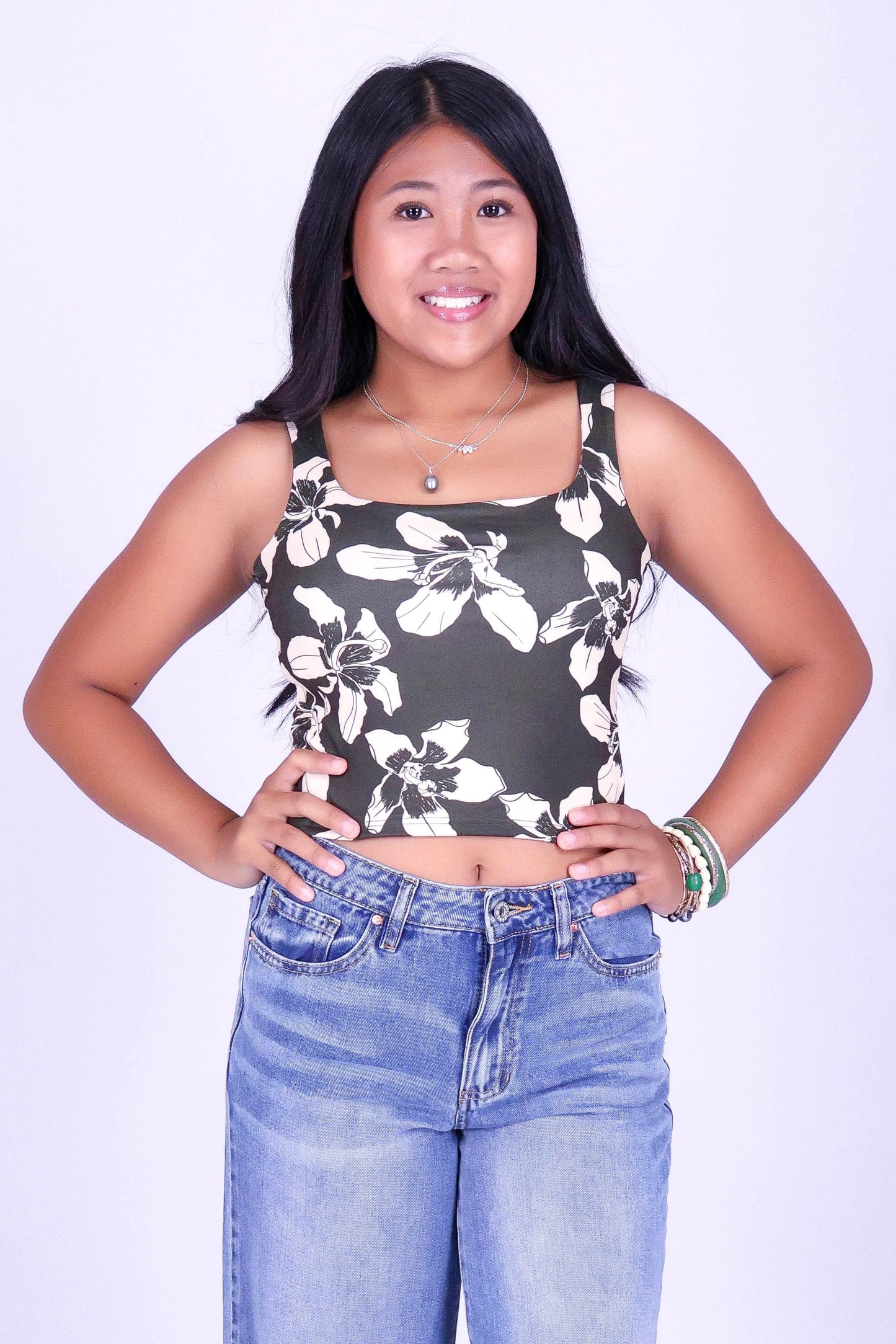 SIK BLOOM TREE FLOWER SQUARE NECK TOP | KIDS SIZE 2-16