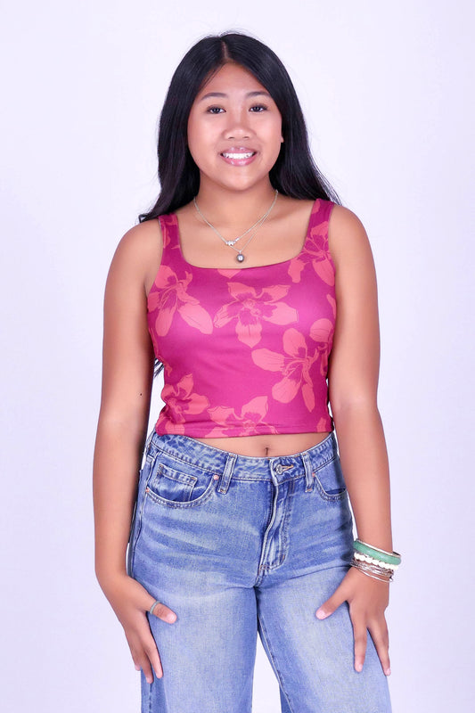 SILK FLOSS TREE FLOWER SQUARE NECK TOP | KIDS SIZE 2-16
