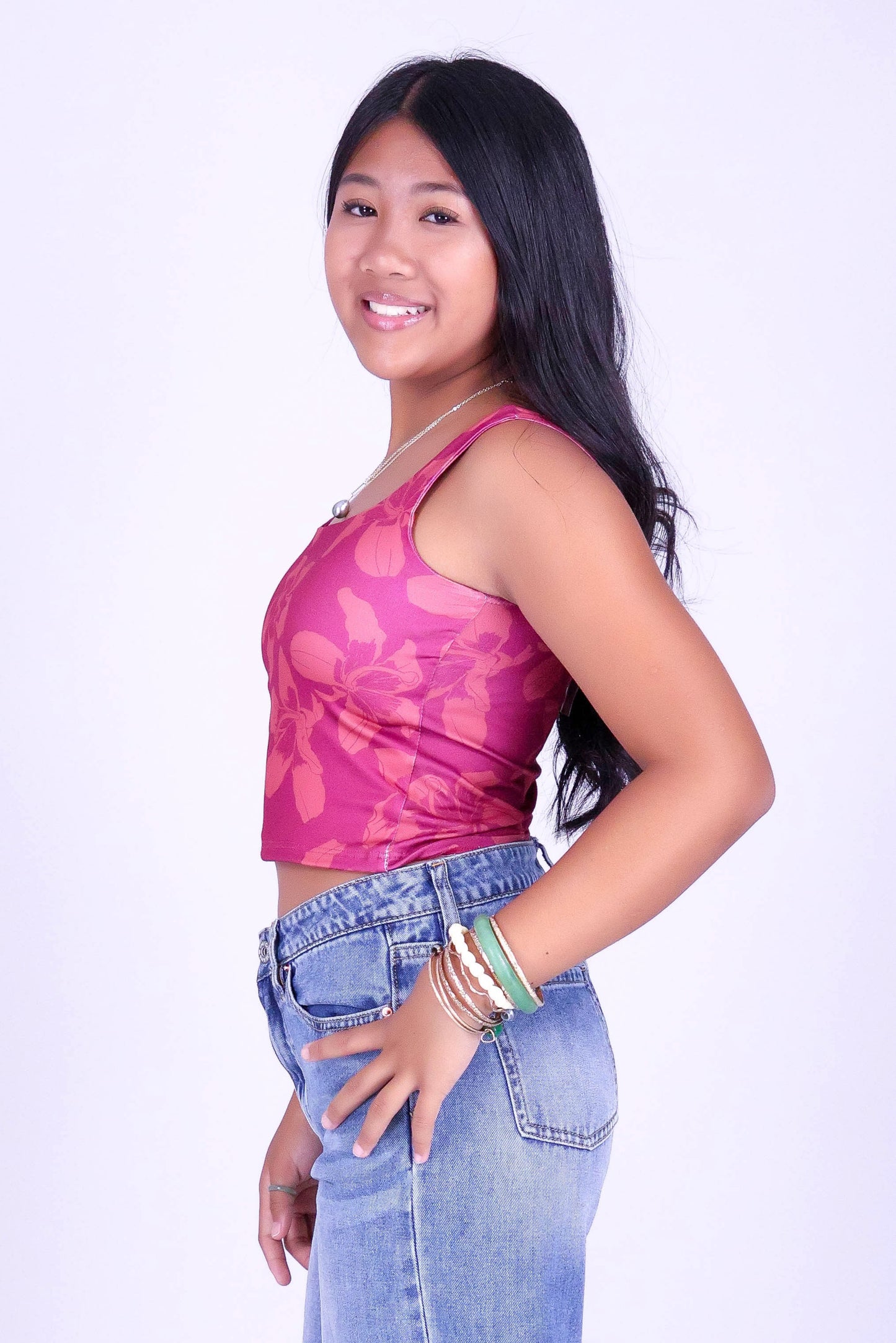 SILK FLOSS TREE FLOWER SQUARE NECK TOP | KIDS SIZE 2-16