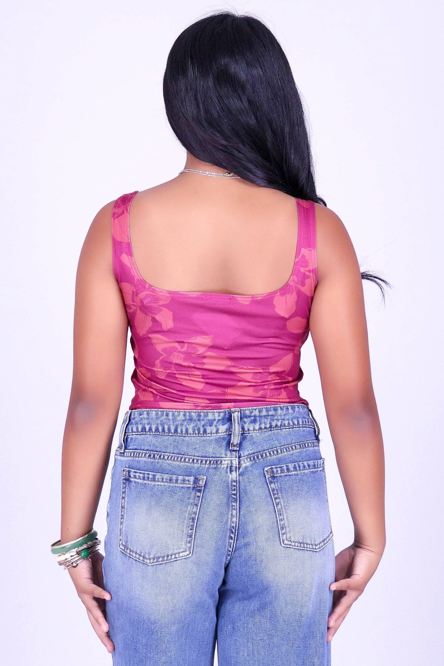 SILK FLOSS TREE FLOWER SQUARE NECK TOP | KIDS SIZE 2-16
