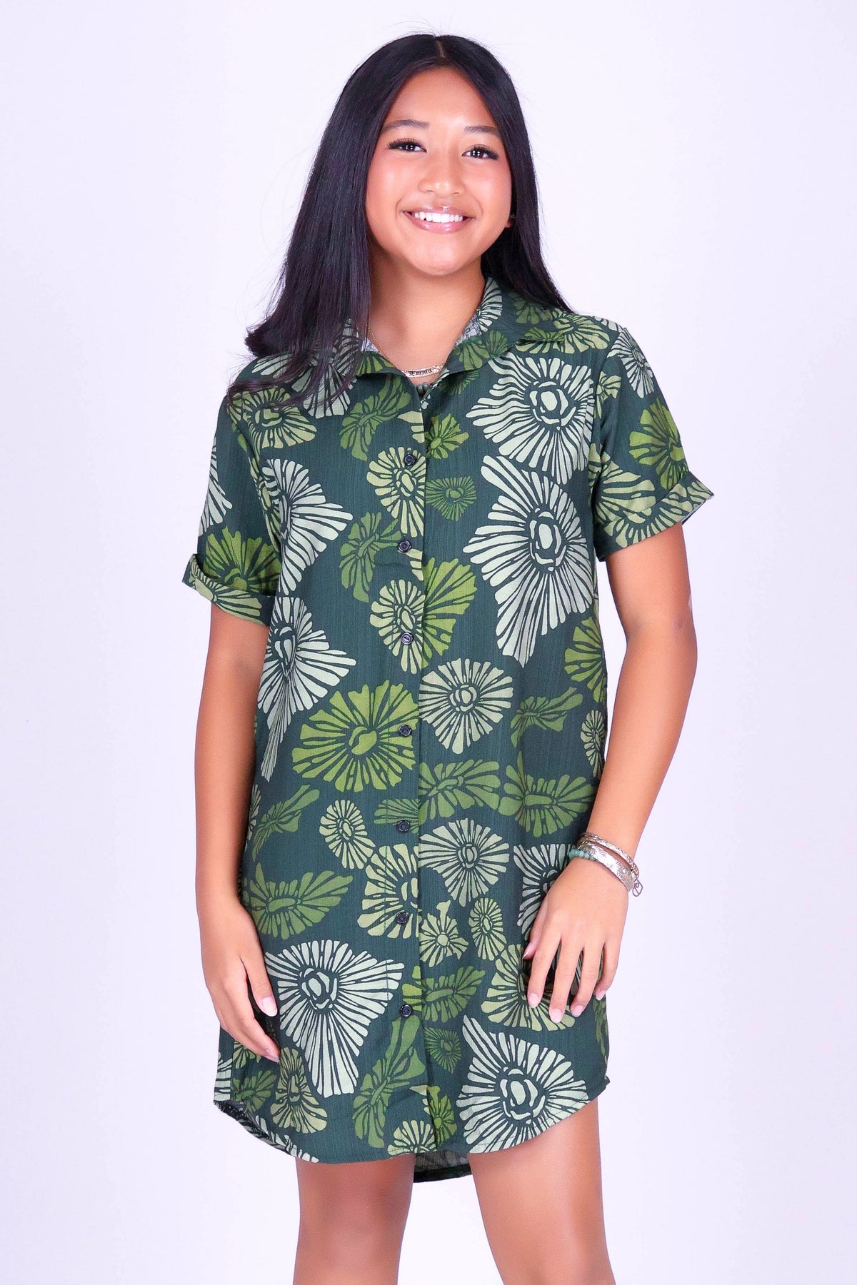 ISLAND OPIHI SHELLS BUTTON DOWN DRESS | KIDS SIZE 2-16