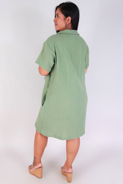 Jeans Warehouse Hawaii - PLUS PLUS WOVEN SOLID DRESSES - EVERYDAY BUTTON-DOWN DRESS | By LUZ