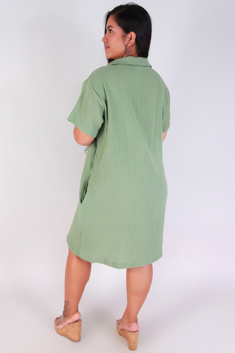 Jeans Warehouse Hawaii - PLUS PLUS WOVEN SOLID DRESSES - EVERYDAY BUTTON-DOWN DRESS | By LUZ