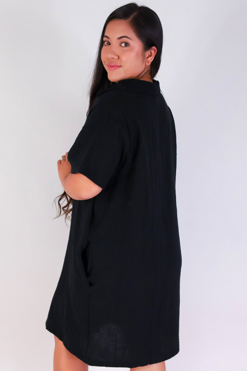 Jeans Warehouse Hawaii - PLUS PLUS WOVEN SOLID DRESSES - EVERYDAY BUTTON-DOWN DRESS | By LUZ