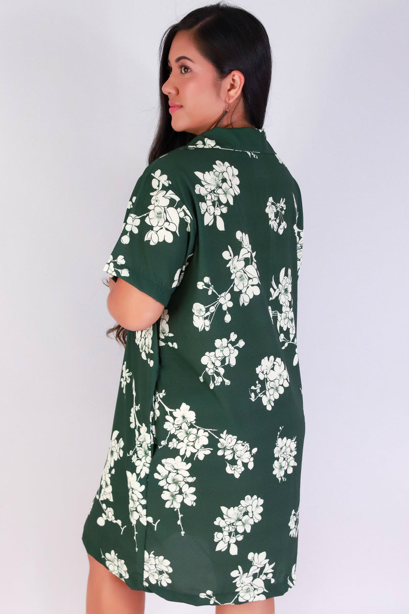 Jeans Warehouse Hawaii - PLUS PLUS WOVEN PRINT DRESSES - SAKURA BUTTON DOWN DRESS | By LUZ