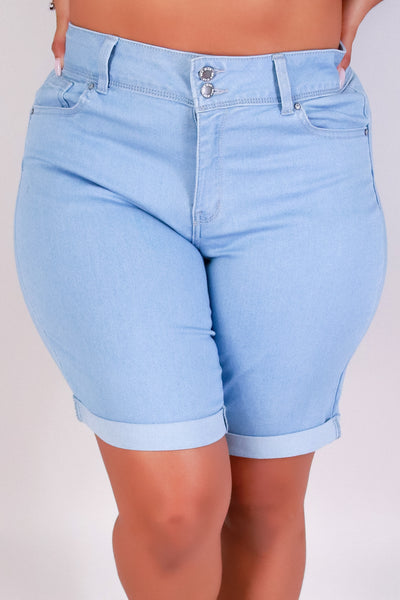 Jeans Warehouse Hawaii - PLUS DENIM BERMUDAS - BUTTON ME UP DENIM BERMUDAS | By WAX JEAN