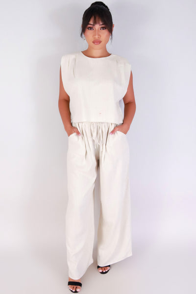 Jeans Warehouse Hawaii - SOLID WOVEN PANTS - EFFORTLESSLY LINEN PANTS | By VERY J