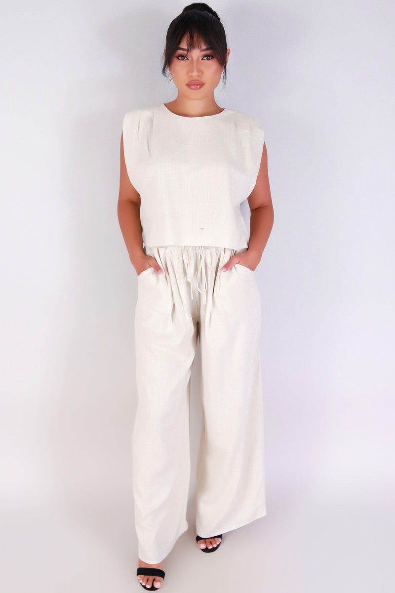 Jeans Warehouse Hawaii - SOLID WOVEN PANTS - EFFORTLESSLY LINEN PANTS | By VERY J