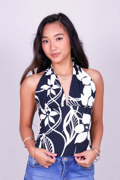 SUNSET BLOOM HALTER TOP