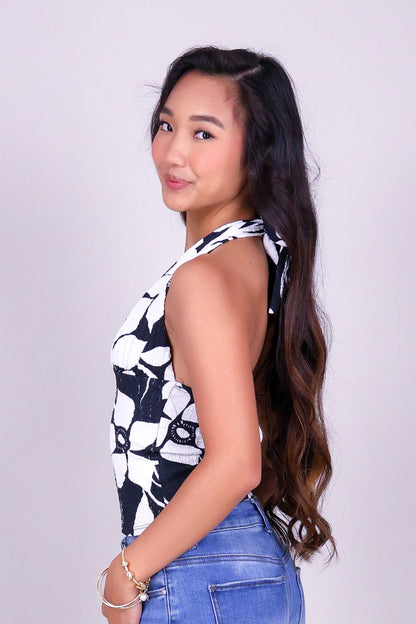 SUNSET BLOOM HALTER TOP