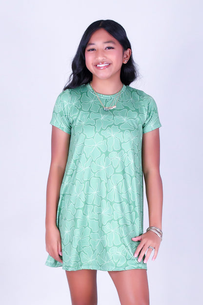 WAVY HIBISCUS TRAPEZE DRESS | KIDS SIZE 2-16
