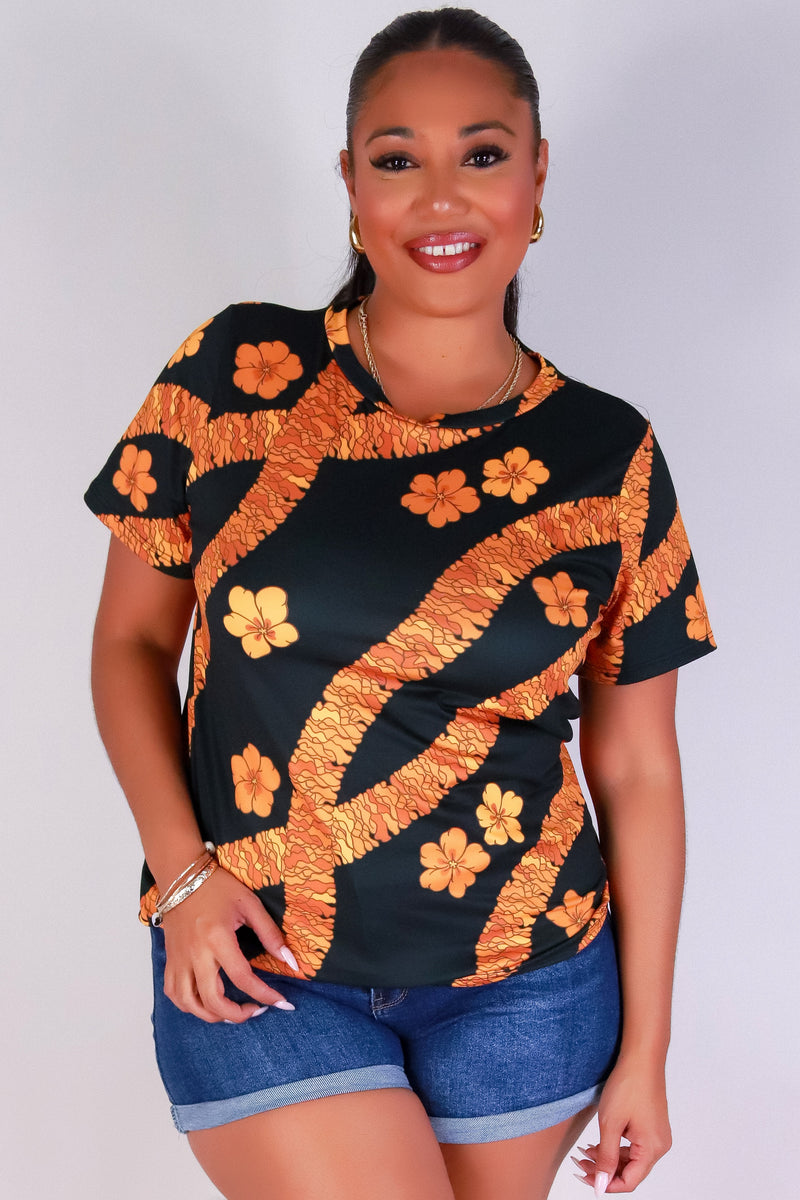 Jeans Warehouse Hawaii - PLUS PRINTED S/S - ILIMA TOP | By LUZ