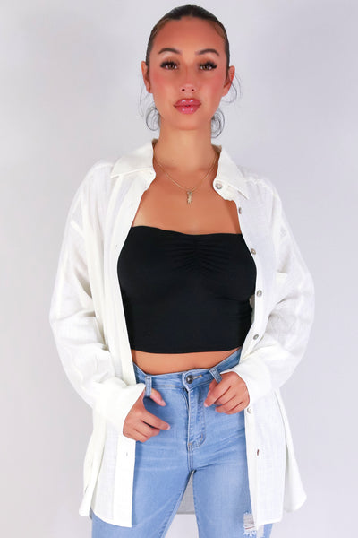 Jeans Warehouse Hawaii - L/S SOLID WOVEN CASUAL TOPS - VACATION MODE TOP | By HYMAN FAMILY INC