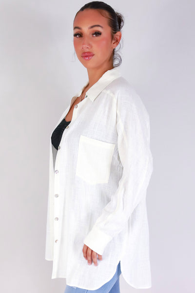 Jeans Warehouse Hawaii - L/S SOLID WOVEN CASUAL TOPS - VACATION MODE TOP | By HYMAN FAMILY INC