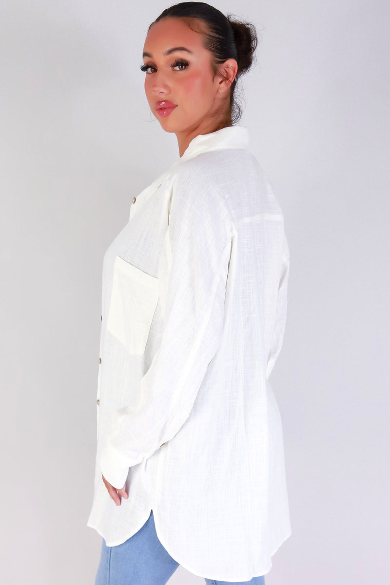 Jeans Warehouse Hawaii - L/S SOLID WOVEN CASUAL TOPS - VACATION MODE TOP | By HYMAN FAMILY INC