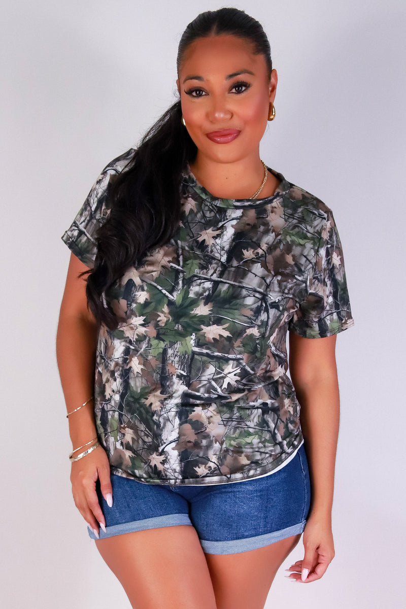 Jeans Warehouse Hawaii - PLUS S/S SCREENS - HUNT ME DOWN HUNTING CAMO TEE | By LUZ