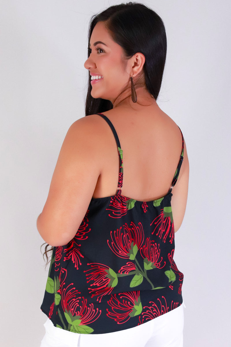 Jeans Warehouse Hawaii - PLUS S/L PRINT WOVEN TOPS - OHIA LEHUA SLEEVELESS TOP | By LUZ