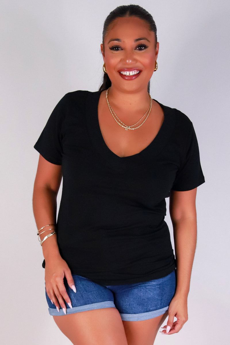 Jeans Warehouse Hawaii - PLUS BASIC V NECK TEES - CATCH YOU LATER TEE | By AMBIANCE APPAREL
